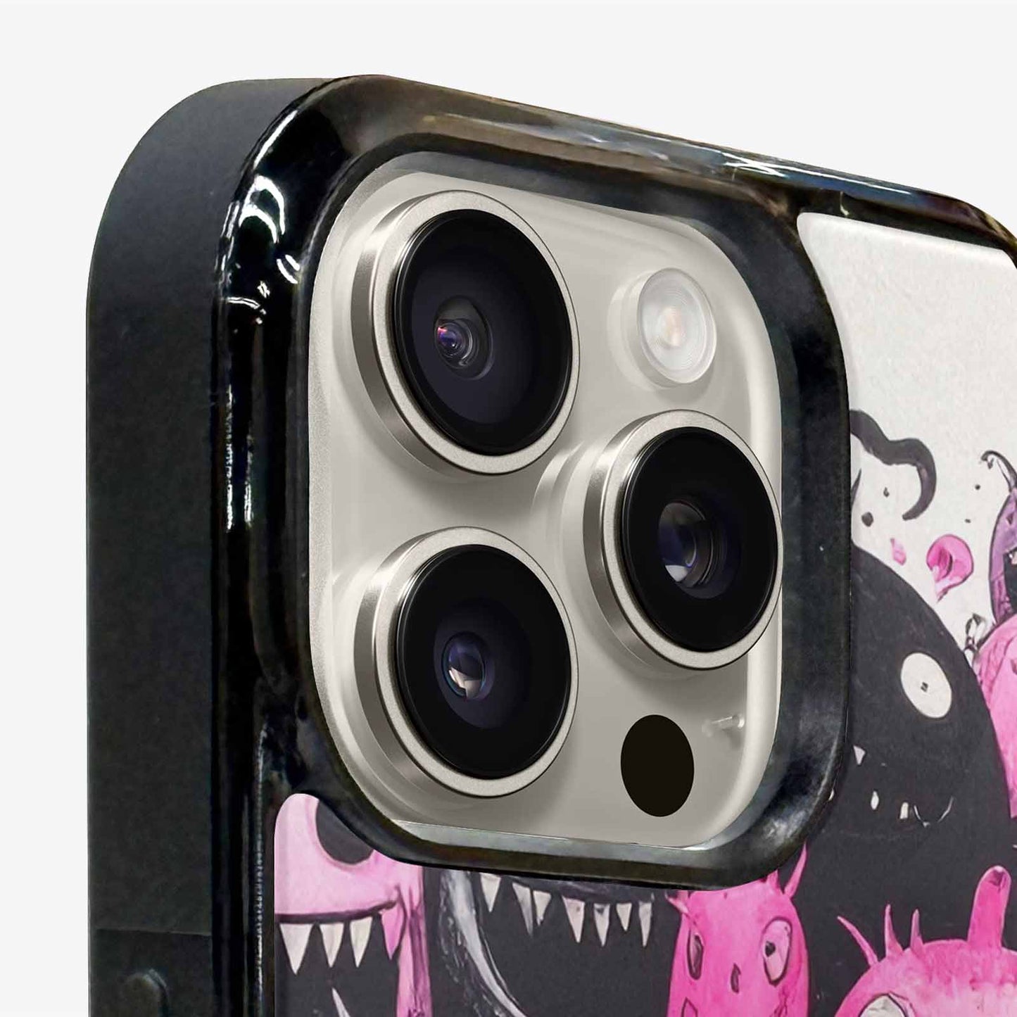 iPhone 16 Pro Case — Monsters General Black Pink Ink Cartoon, Customized Protective Case