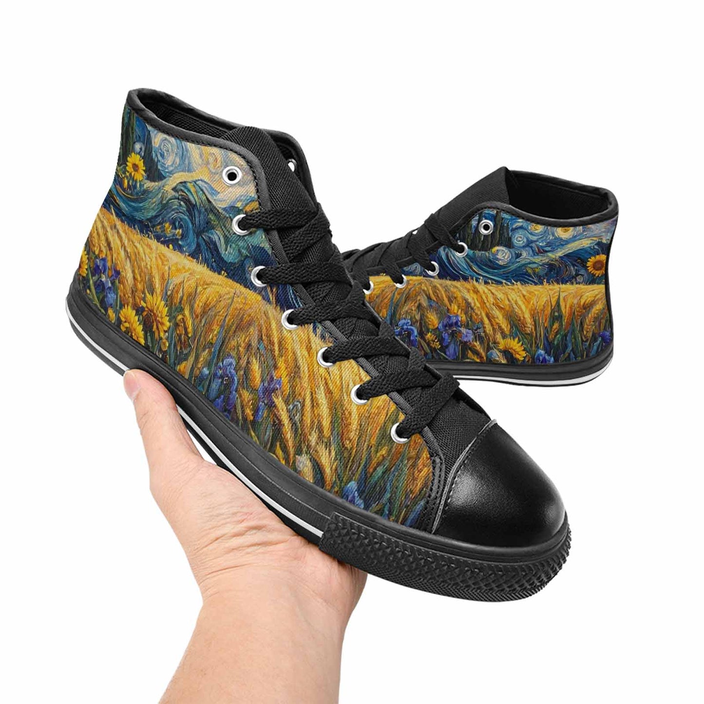 MEN'S Van Gogh-Style Swirl High Top Canvas Surreal Custom Shoes