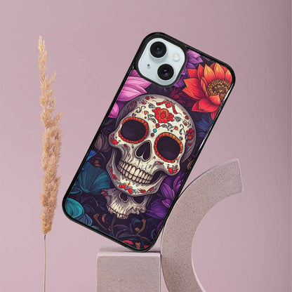 iPhone 15 Plus Case — Lotus Skulls, Custom Art Phone Cover
