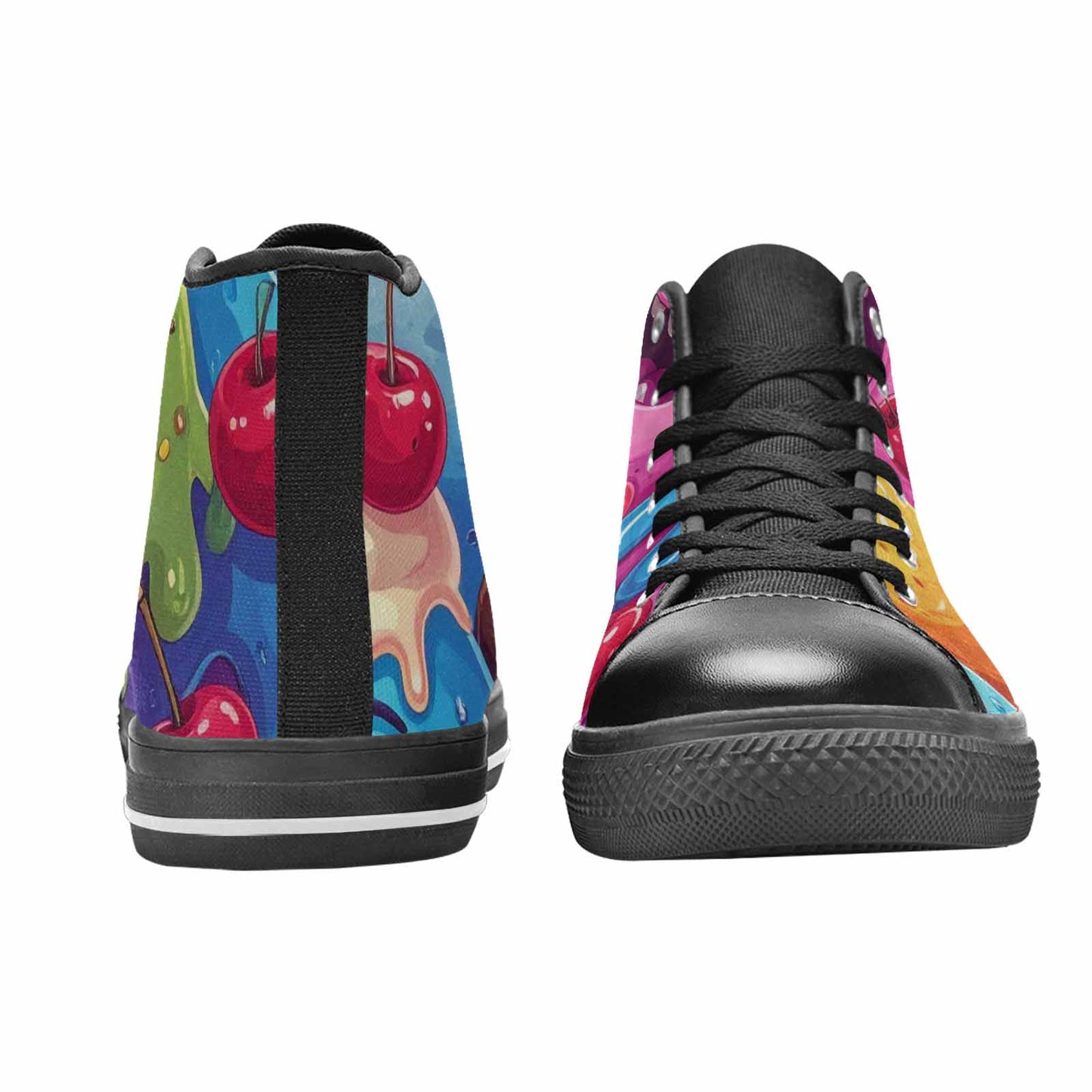 MEN'S Melting Icecream Monster Cherry High Top Canvas Neon Fantasy Sneakers