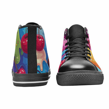 MEN'S Melting Icecream Monster Cherry High Top Canvas Neon Fantasy Sneakers