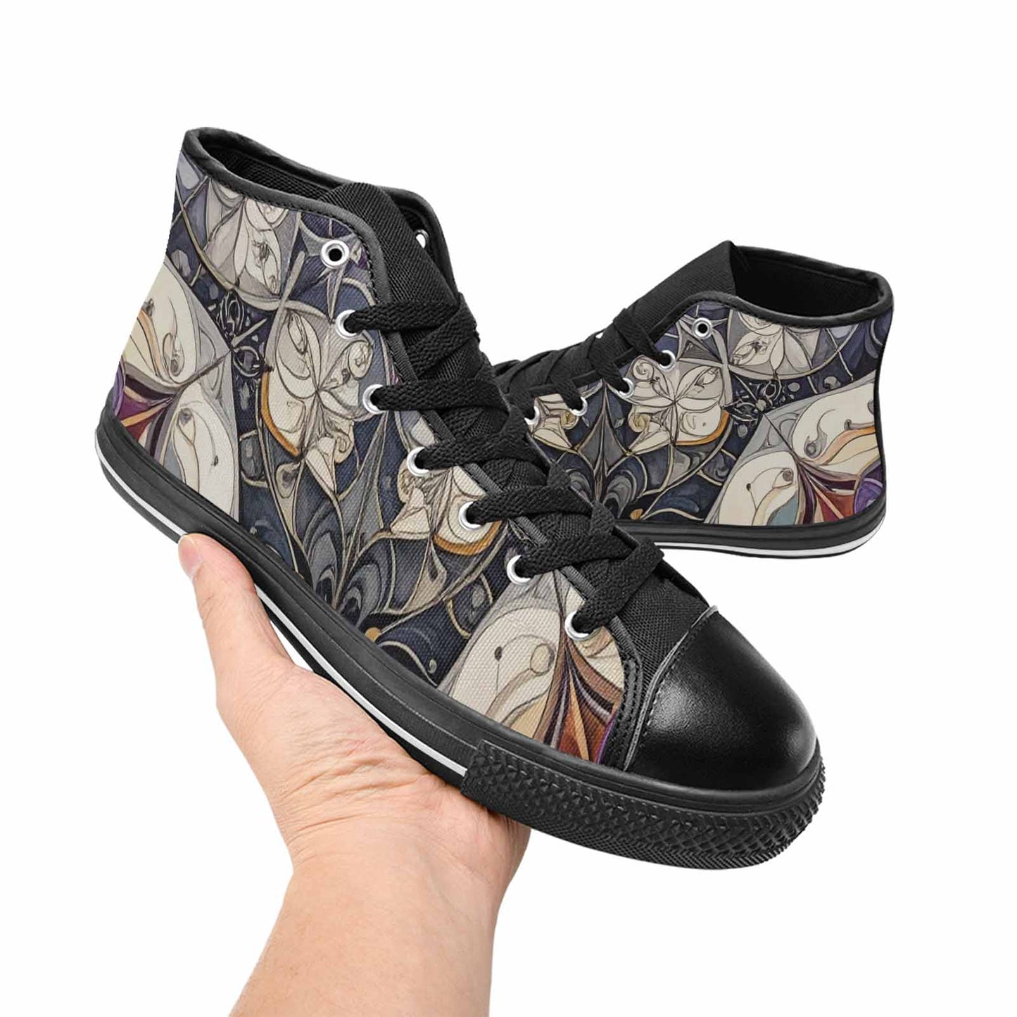 MEN'S Asexual Flag Color High Top Canvas Vibrant Chaos Custom Shoes