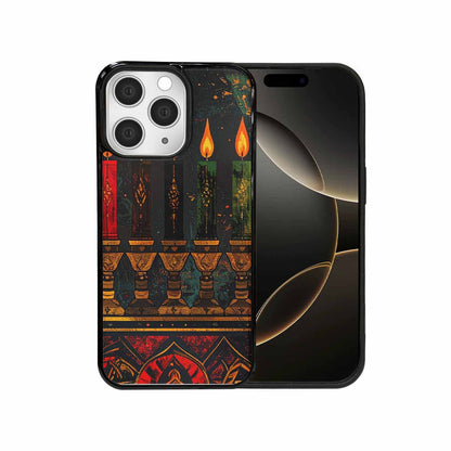 iPhone 15 Pro Max Case — Kwanzaa Kinara Pattern Seamless Repeat African, Custom Designed Case Cover