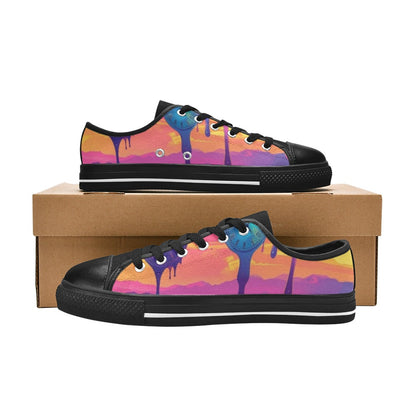 WOMEN'S Surrealist Dreamscape Pattern, Melting Canvas Aesthetic Custom Sneakers