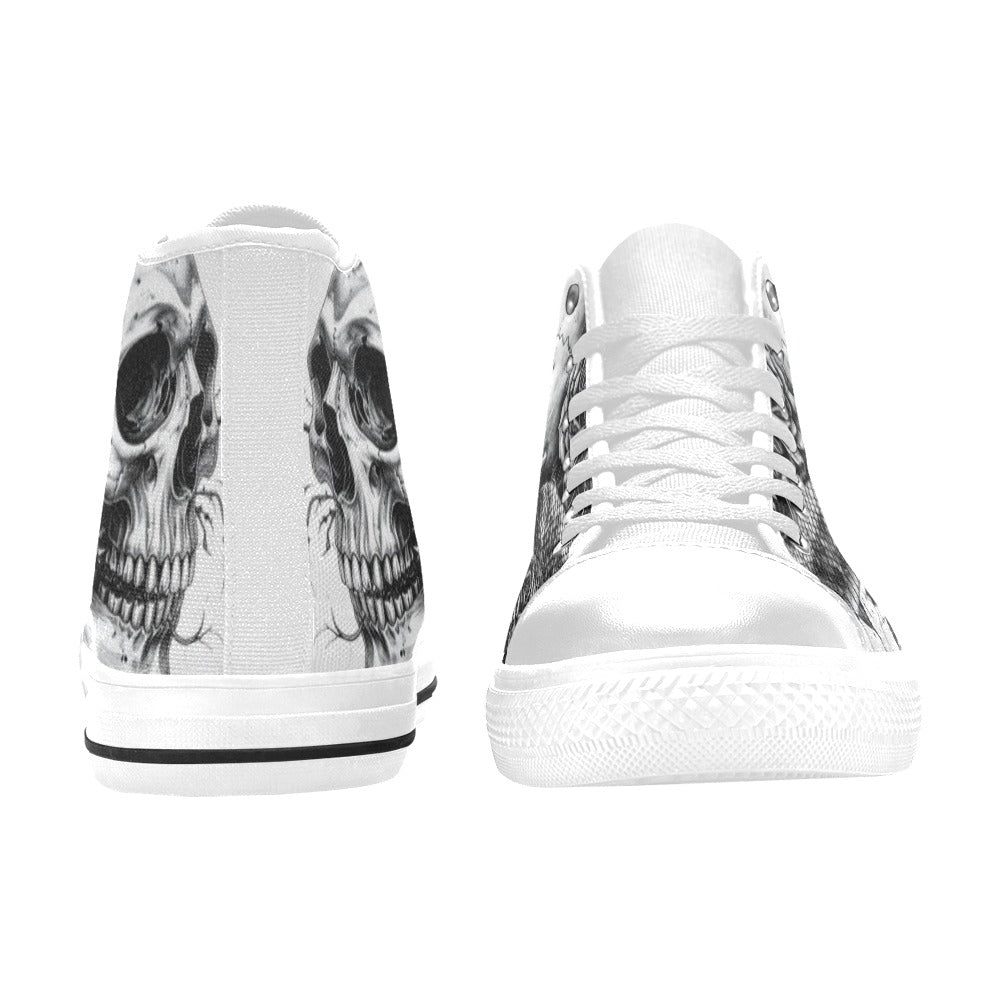 Gothic Skull Women's Dark Art Rose High Top Canvas Shoes | Freaky Shoes®