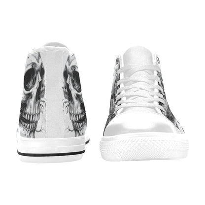 Gothic Skull Women's Dark Art Rose High Top Canvas Shoes | Freaky Shoes®