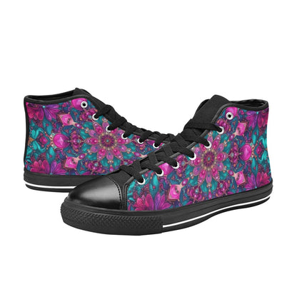 MEN'S Feminine Jeweled Skull High Top Canvas Vivid Sneakers