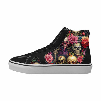MEN'S Skulls Roses Melting Skulls High Top Canvas Grunge Shoes