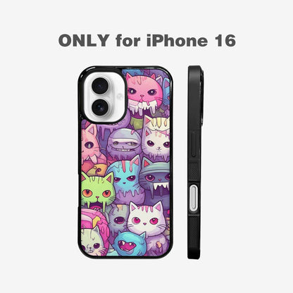 iPhone 16 Case — Pastel Gore Cat Character Pattern Hundreds, Original Design Phone Case