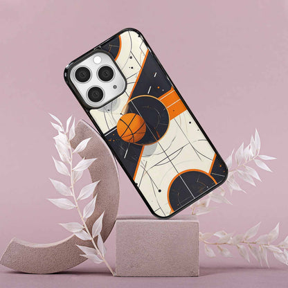 iPhone 15 Pro Max Case — Basketball Pattern Court Lines And Balls, Unique Phone Case Design