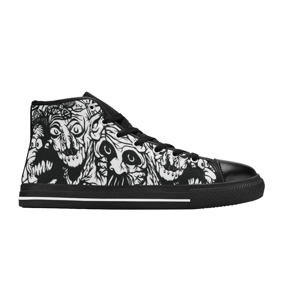 MEN'S Darkness Black Ink Art High Top Canvas Dreamcore Sneakers