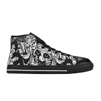 MEN'S Darkness Black Ink Art High Top Canvas Dreamcore Sneakers
