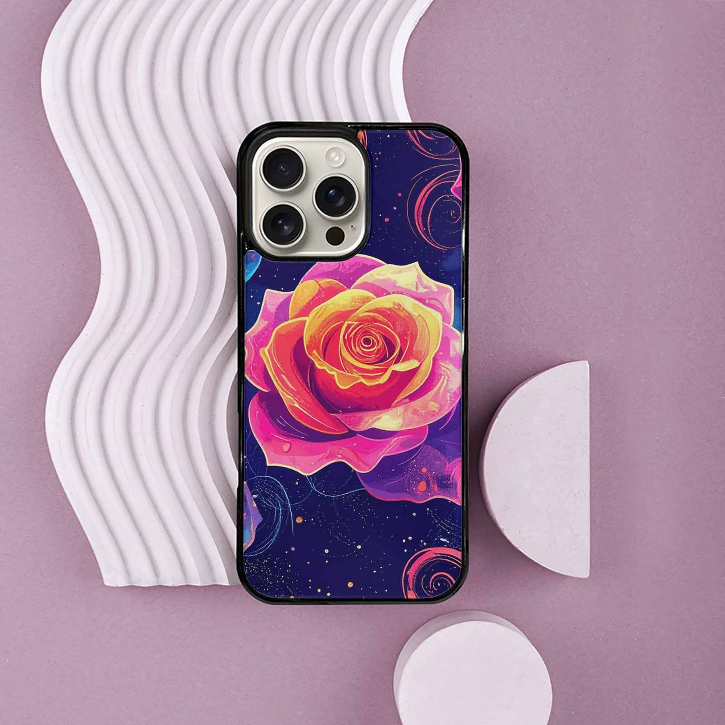 iPhone 16 Pro Max Case — Rose Galaxy Art Seamless Pattern Vibrant, Custom Art Phone Cover