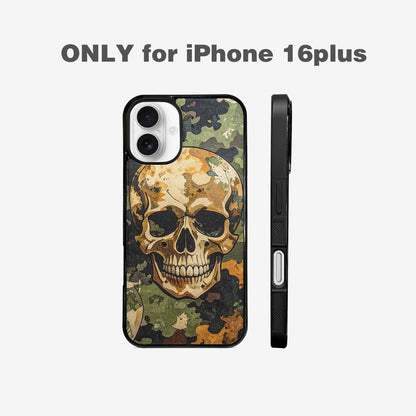 iPhone 16 Plus Case — Military Camo Texture Combined With Distressed, Original Design Phone Case