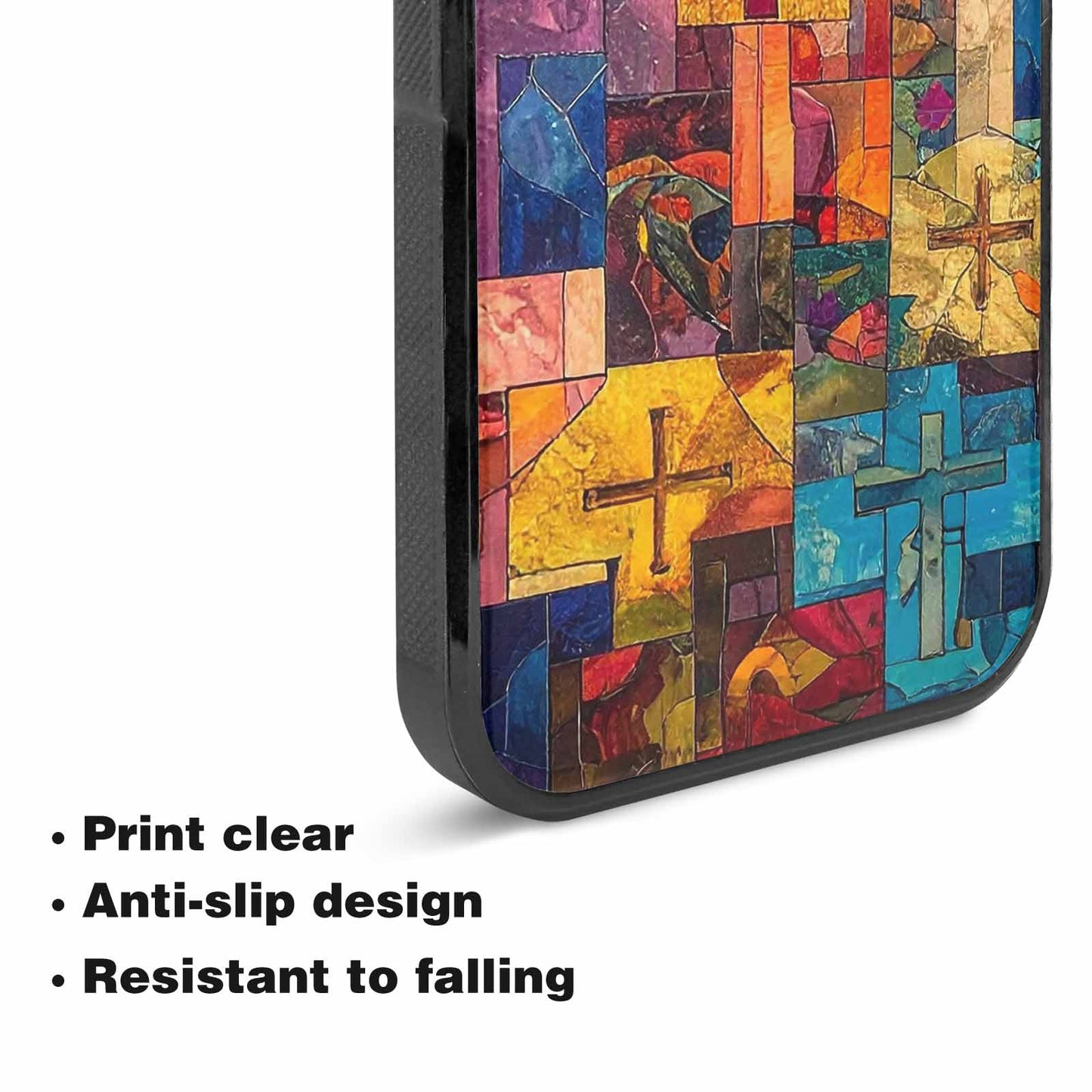 iPhone 15 Plus Case — Faith Cross And Faith Icons Pattern, Original Design Phone Case