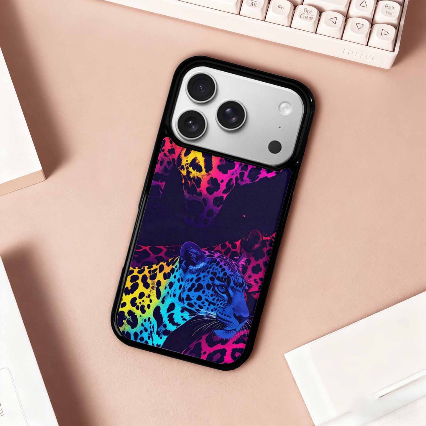iPhone 17 Pro Case — Leopard Print Neon Seamless Pattern Animal, Customized Protective Case