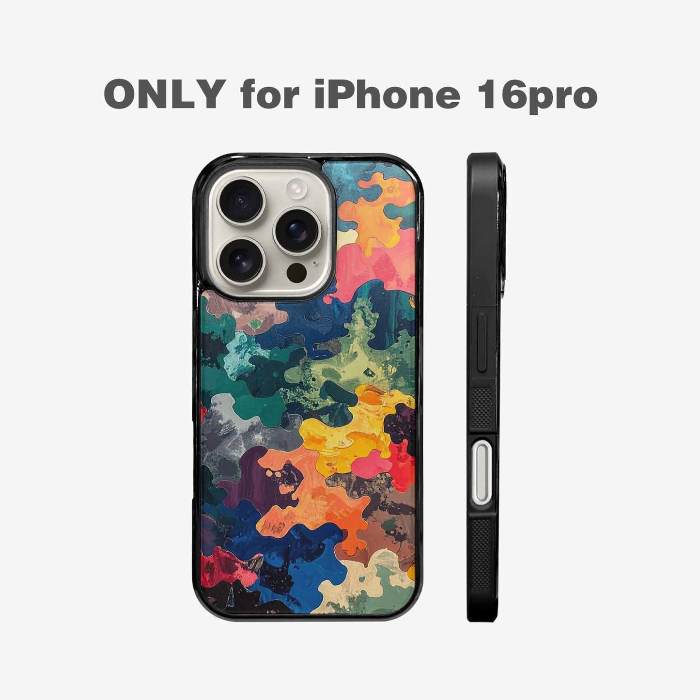iPhone 16 Pro Case — Camo Patches Full Color Vibrant Camo, Customized Protective Case