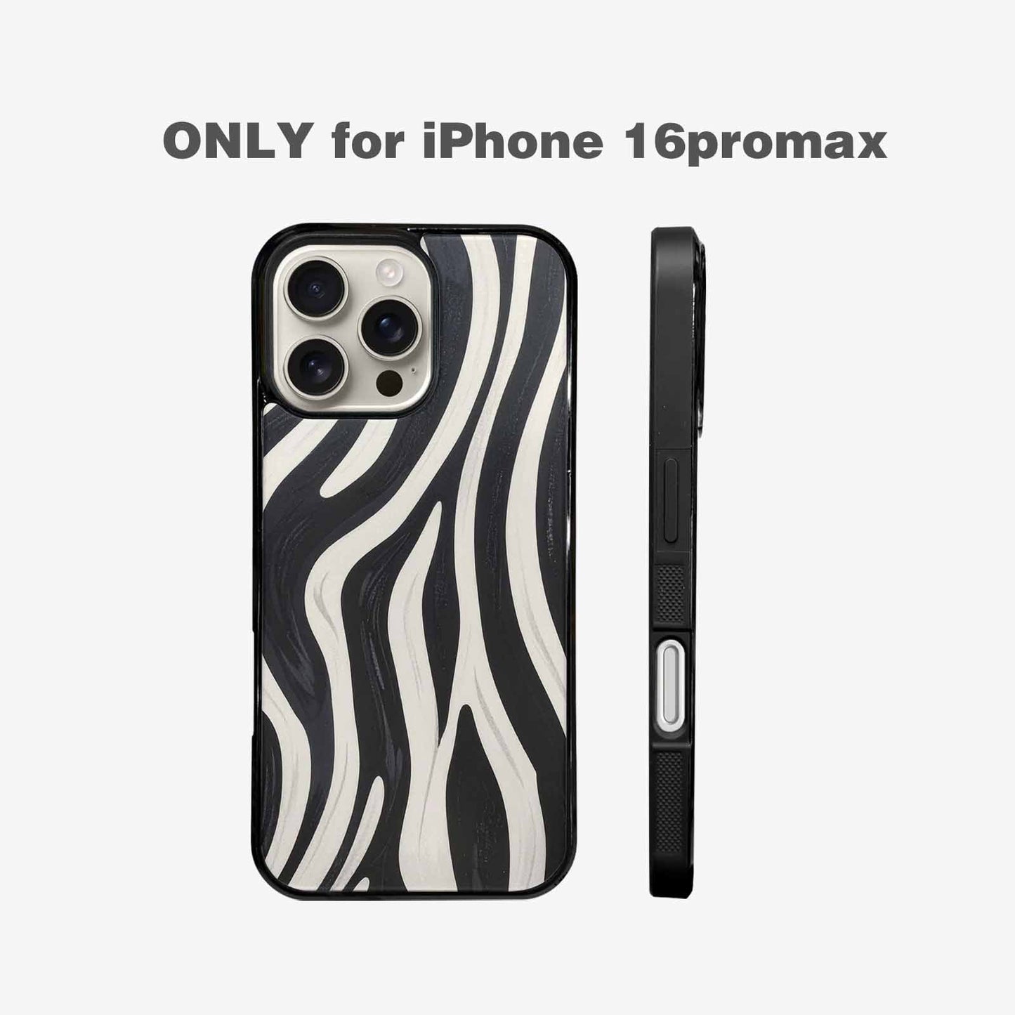 iPhone 16 Pro Max Case — Modern Zebra Stripe Print Crisp Black, Custom Print Case Cover