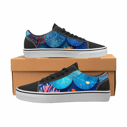 MEN'S Fish Scale Coral Canvas Lace-Up Dark Academia Custom Sneakers