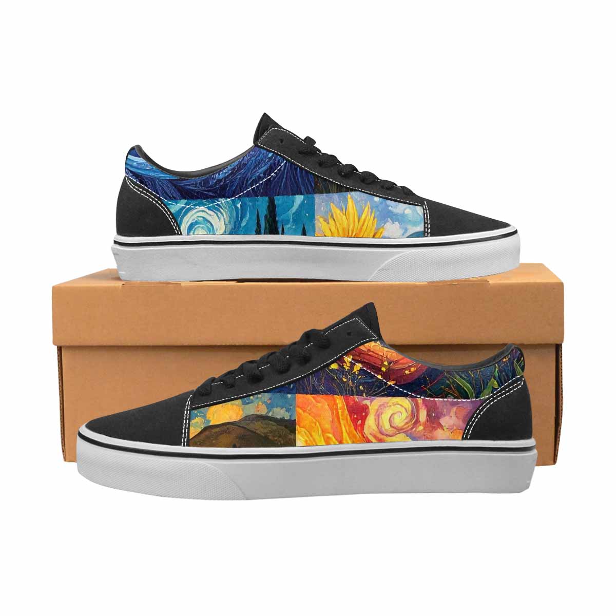 WOMEN'S Van Gogh-Style Swirl Canvas Lace-Up Y2K Custom Sneakers