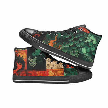WOMEN'S Dragon Scale Fantasy High Top Canvas Cottagecore Custom Sneakers