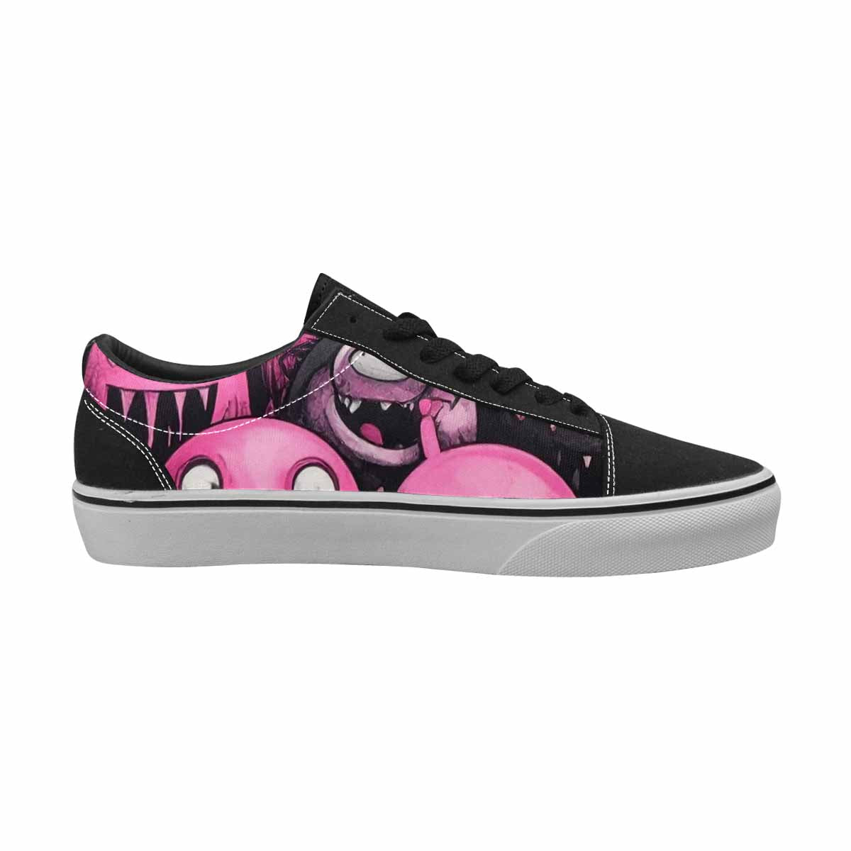 WOMEN'S Monsters Black & Pink Ink Canvas Streetwear Cottagecore Custom Kicks