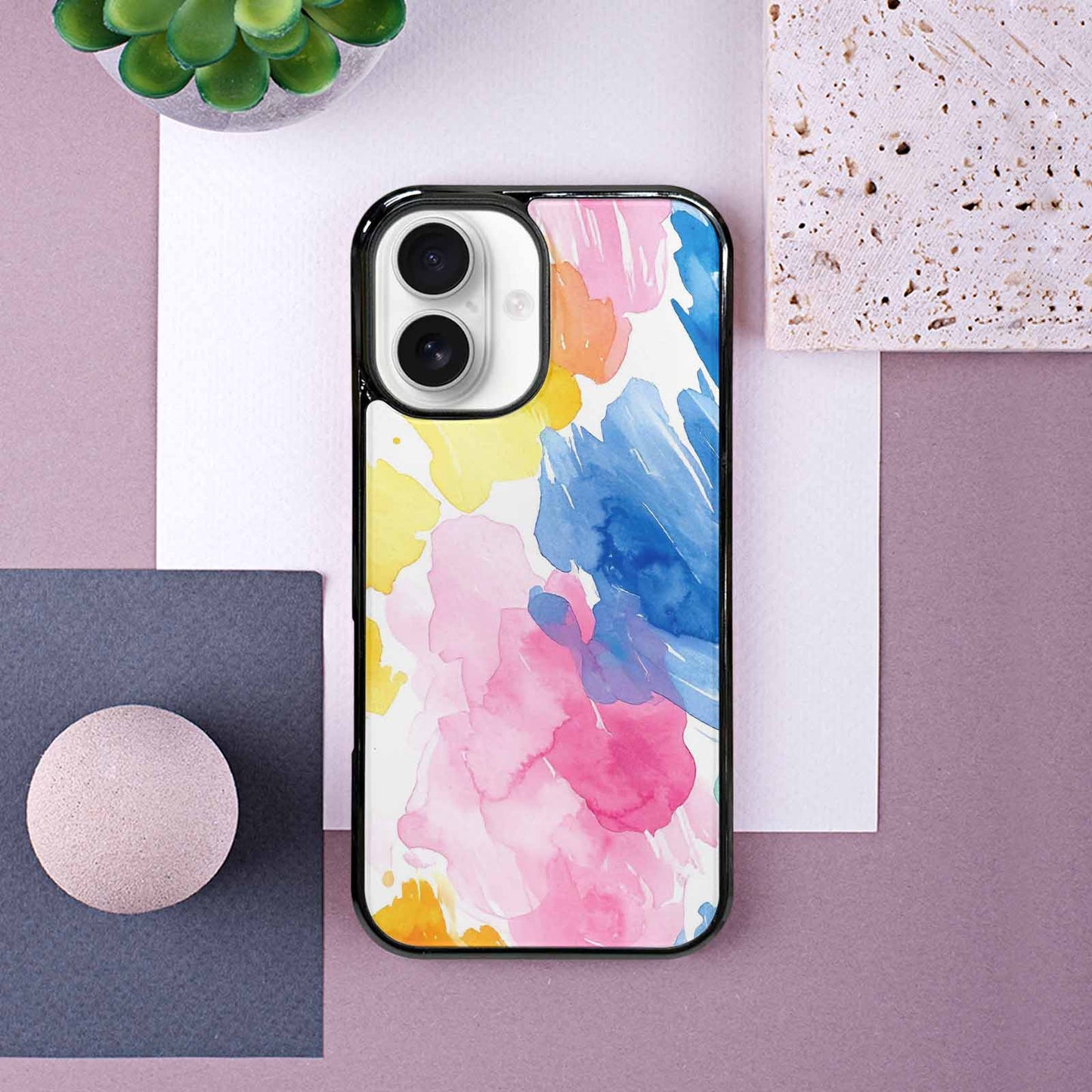 iPhone 16 Case — Trans Strong Watercolor Seamless Pattern Vibrant, Custom Printed Phone Case