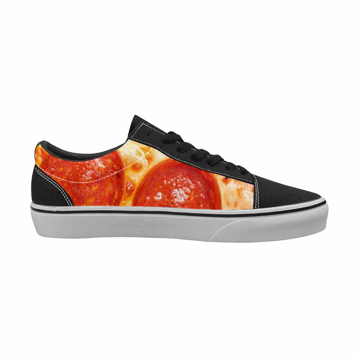 WOMEN'S Pepperoni Pizza Print Canvas Lace-Up Aesthetic Custom Shoes