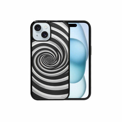 iPhone 15 Case — Hypnotic Spiral Optical Illusion Motif High, Customized Protective Case