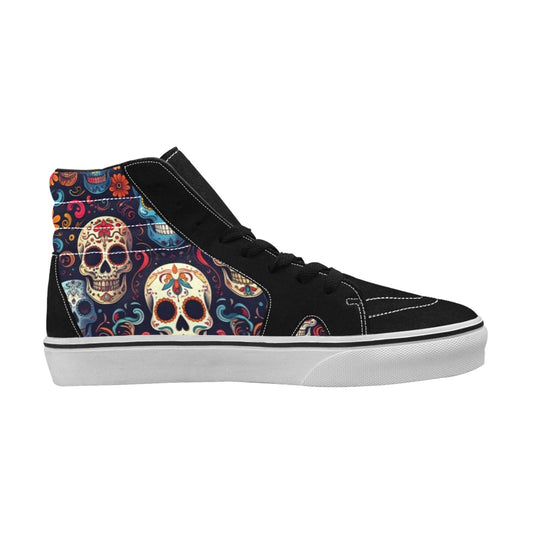 MEN'S Day Of Dead Sugar Skull High Top Skateboarding Wallpaper Art Custom Shoes