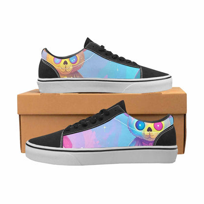 WOMEN'S Rainbow Teddy Skeletons Eye Lace-Up Canvas Melting Art Sneakers