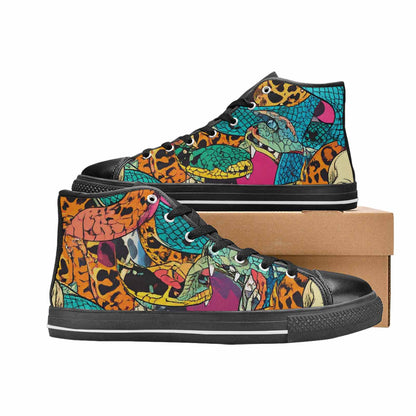 MEN'S Snake Print Skull High Top Canvas Vivid Shoes