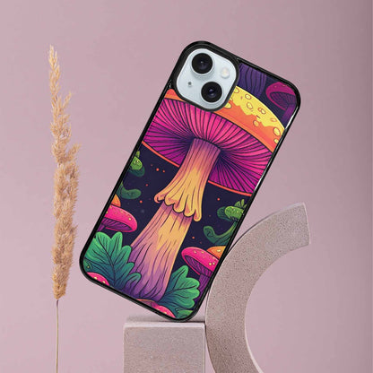 iPhone 15 Plus Case — Psychedelic Mushroom Cartoon Pattern, Custom Designed Case Cover