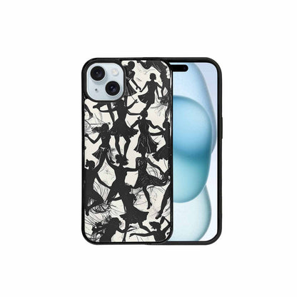 iPhone 15 Plus Case — Bold Dancing Figure Line Art Pattern, Custom Designed Case Cover