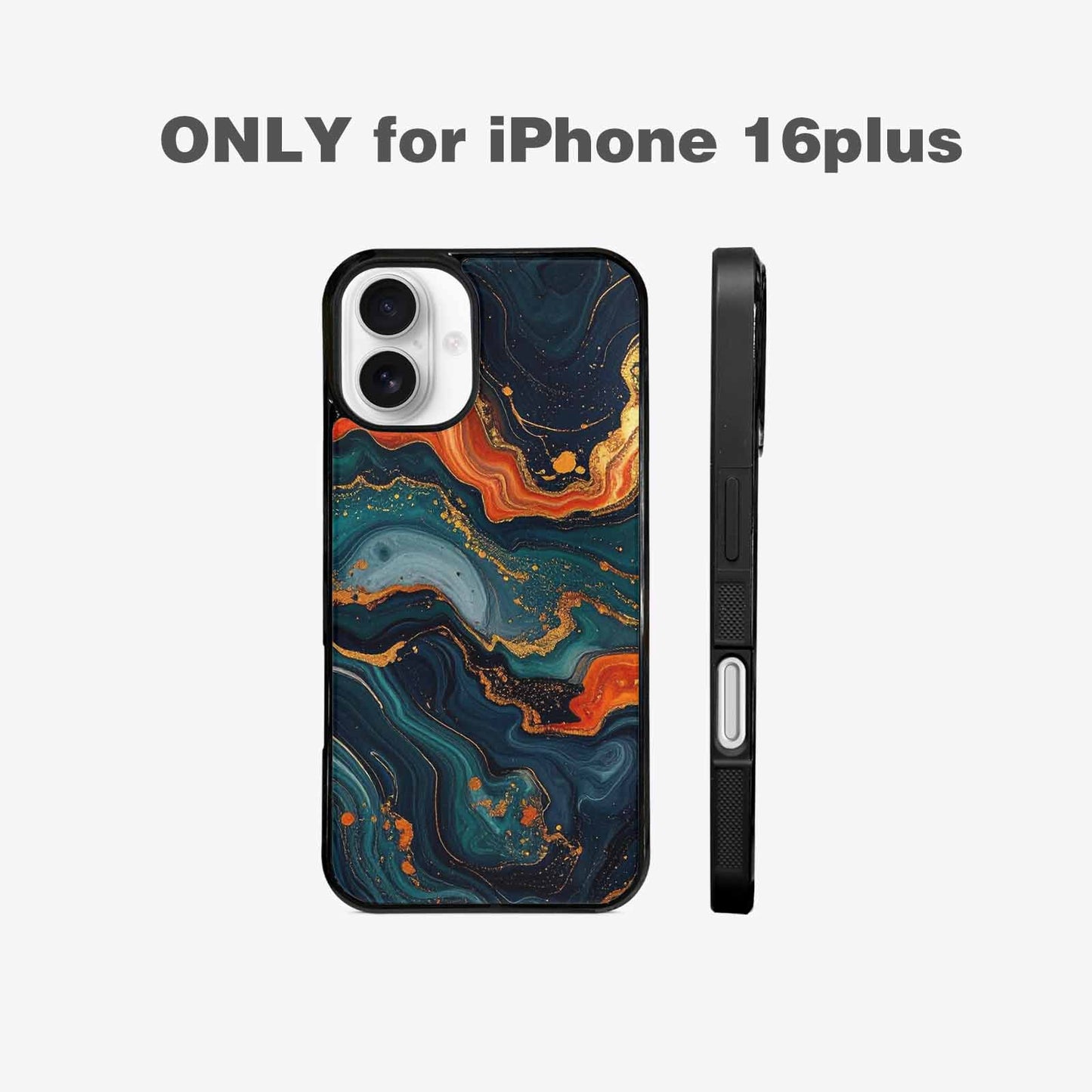 iPhone 16 Plus Case — Marble Dark, Custom Art Phone Cover