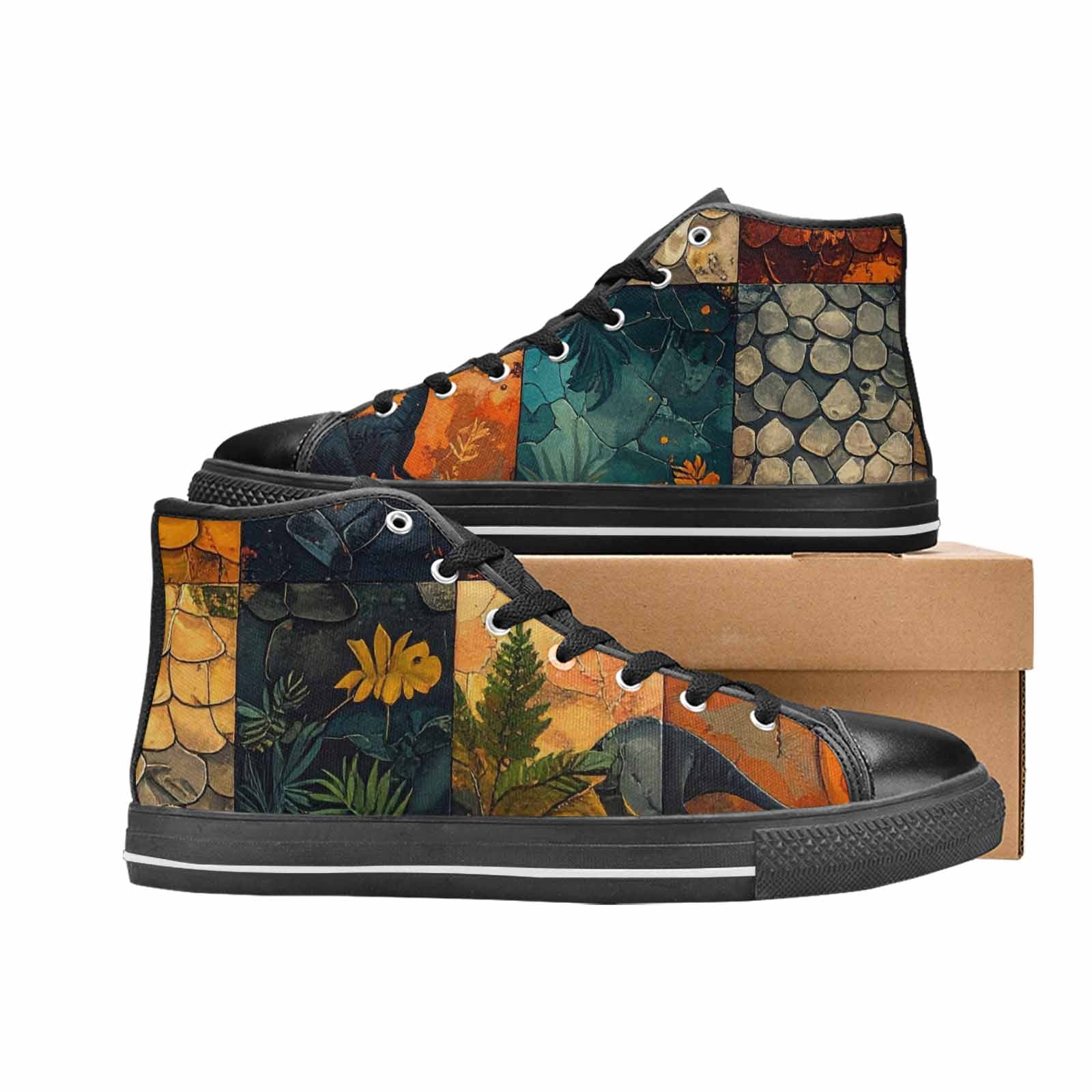 MEN'S Dinosaur Silhouette High Top Canvas Aesthetic Custom Sneakers