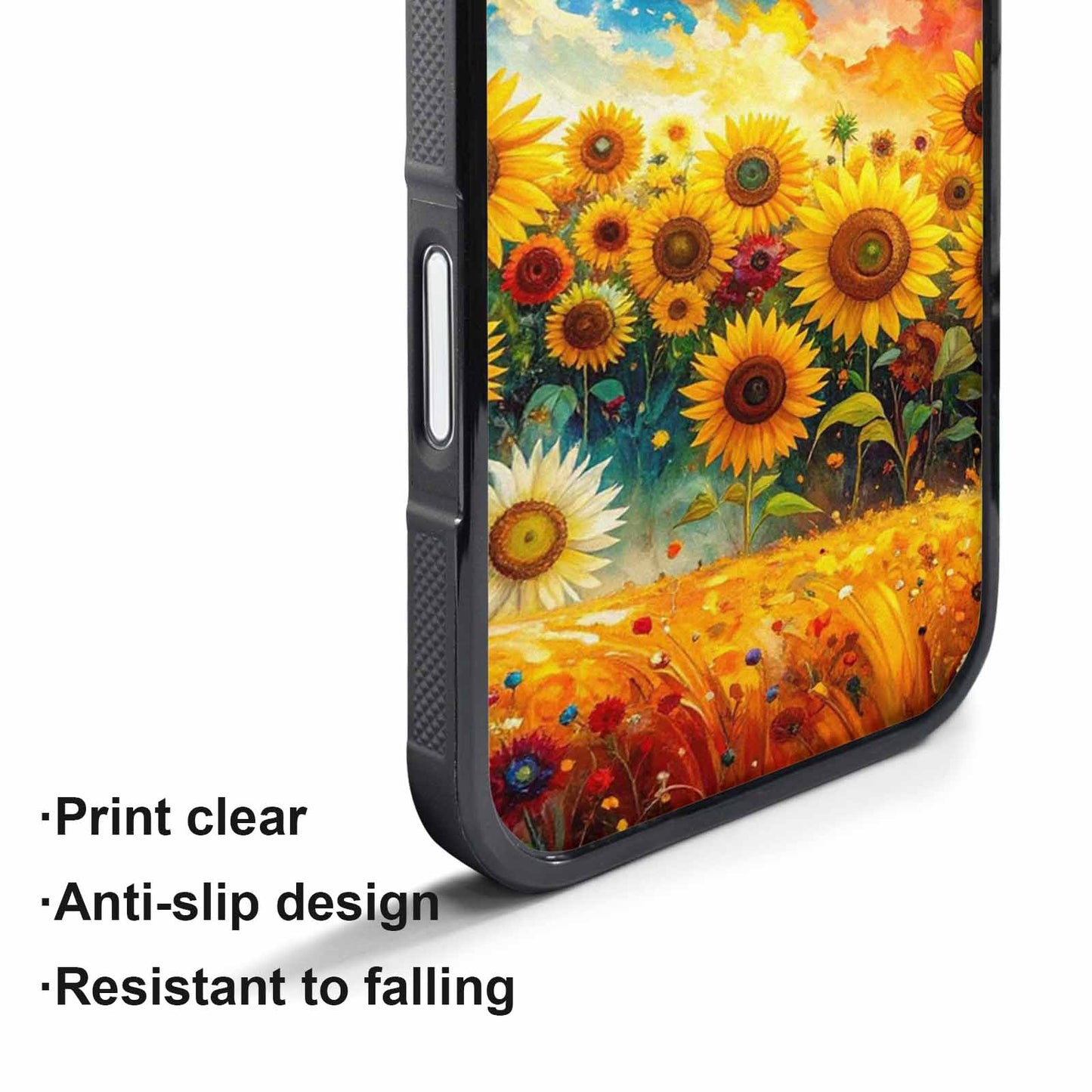iPhone 17 Pro Case — Impressionist Sunflower Brushstroke Pattern Hundreds Floral, Original Design Phone Case