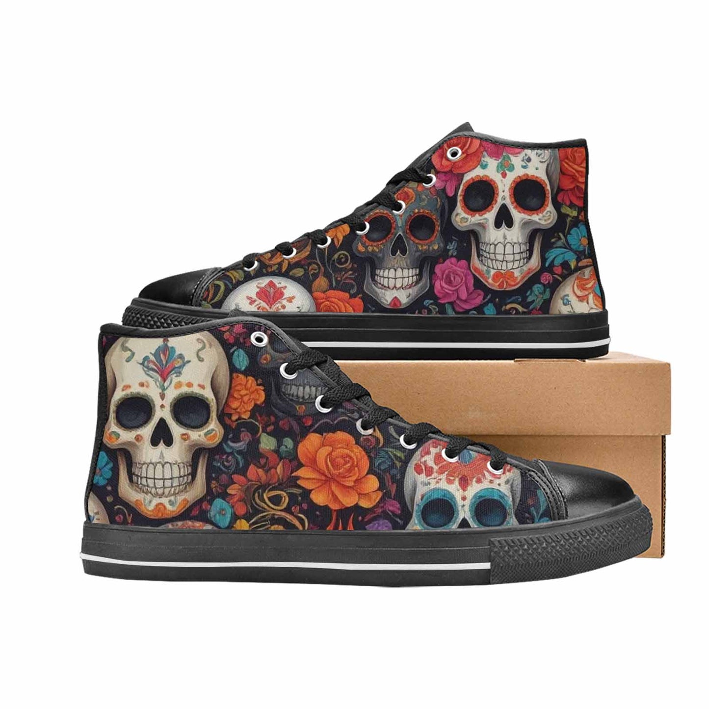 MEN'S Skull High Top Canvas Vibrant Chaos Sneakers