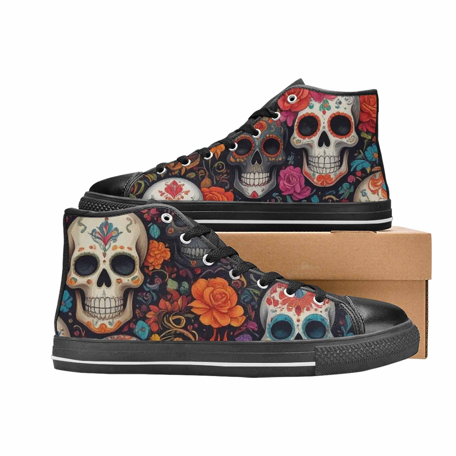 MEN'S Skull High Top Canvas Vibrant Chaos Sneakers