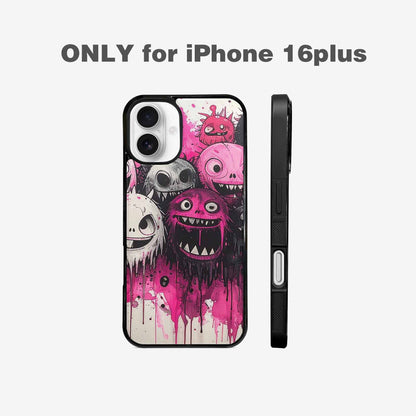 iPhone 16 Plus Case — Monsters General Black Pink Ink Cartoon, Custom Phone Case
