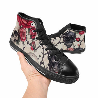 MEN'S Skulls - Roses High Top Canvas Cottagecore Custom Shoes