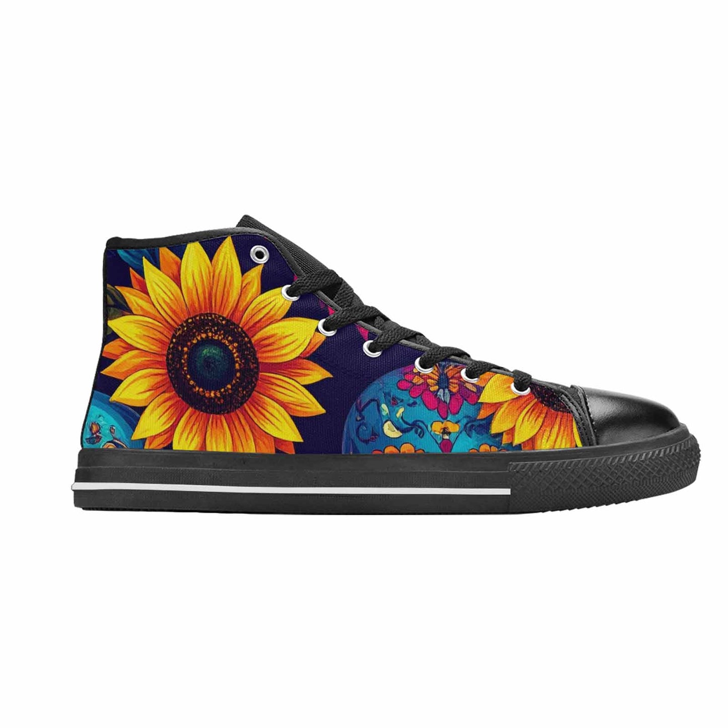 WOMEN'S Sunflower Skulls Print High Top Canvas Dark Academia Sneakers