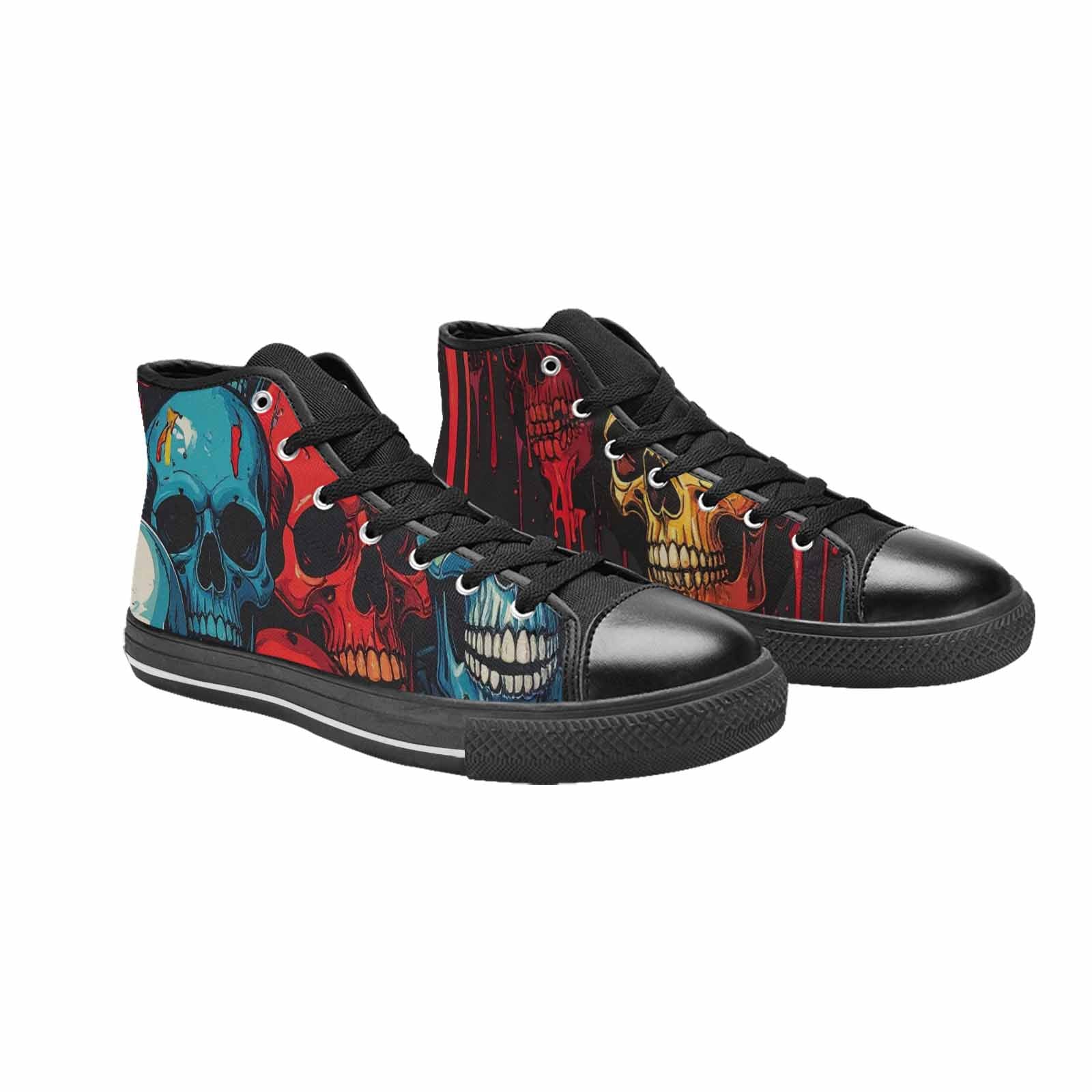 MEN'S Dripping Skulls Collage High Top Canvas Grunge Sneakers