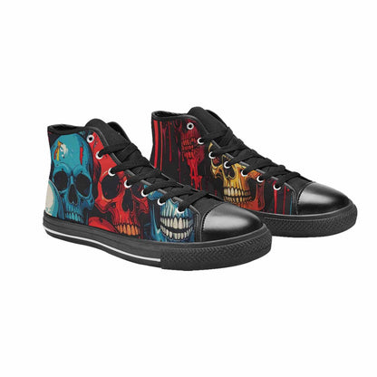 MEN'S Dripping Skulls Collage High Top Canvas Grunge Sneakers