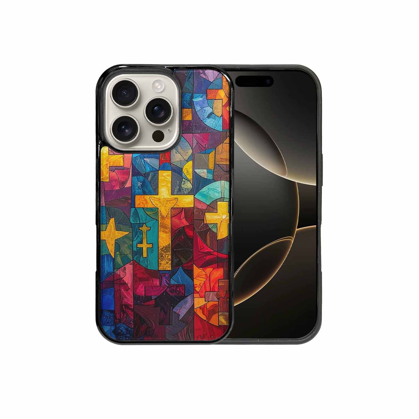 iPhone 16 Pro Case — Faith Cross And Faith Icons Pattern, Unique Phone Case Design