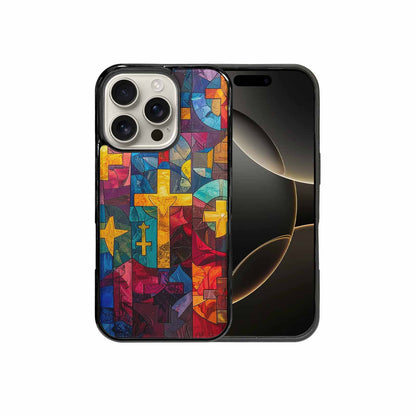 iPhone 16 Pro Case — Faith Cross And Faith Icons Pattern, Unique Phone Case Design
