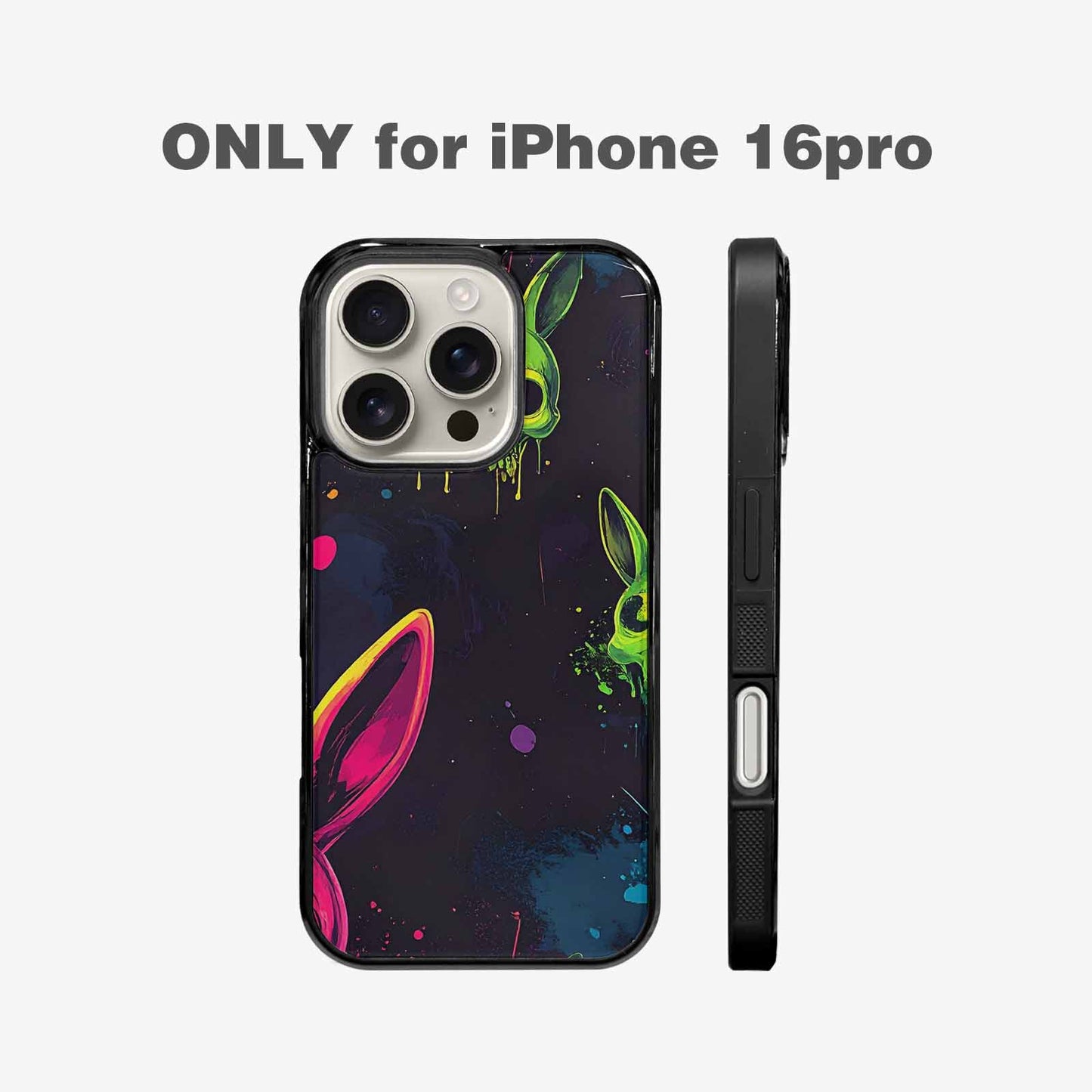 iPhone 16 Pro Case — Radioactive Ghost Bunny Skull Small Radioactive, Custom Made Phone Cover