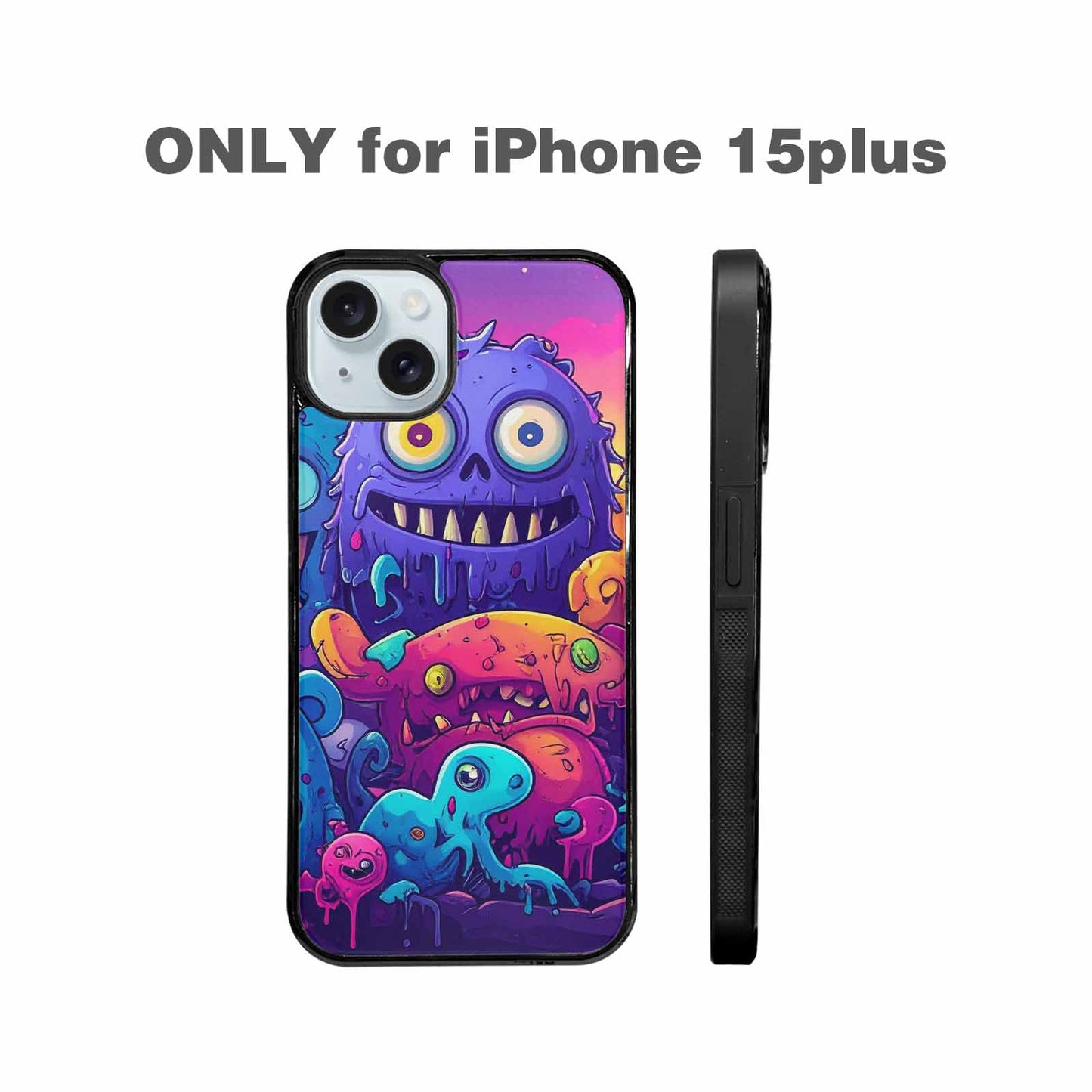 iPhone 15 Plus Case — Overlapping Endlessly No Empty Space Monsters, Custom Phone Case