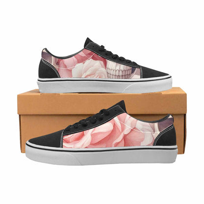 WOMEN'S Skulls Roses Soft Airbrush Canvas Lace-Up Grunge Custom Sneakers