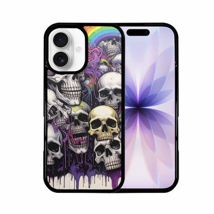 iPhone 17 Case — Black &amp; Purple Ink Gothic Skulls, Customized Protective Case